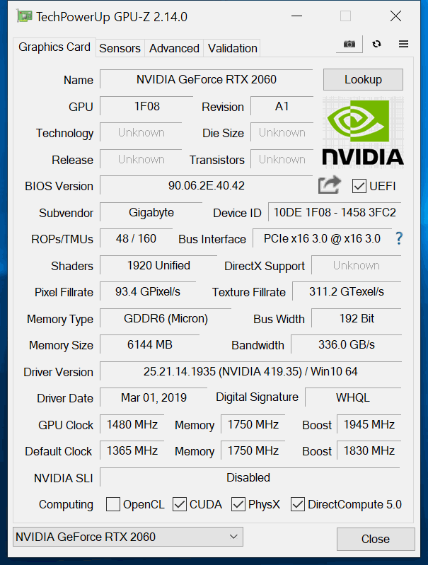 Gigabyte geforce clearance rtx 2060 gaming