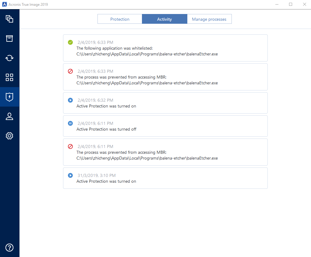 acronis true image 2019 active protection