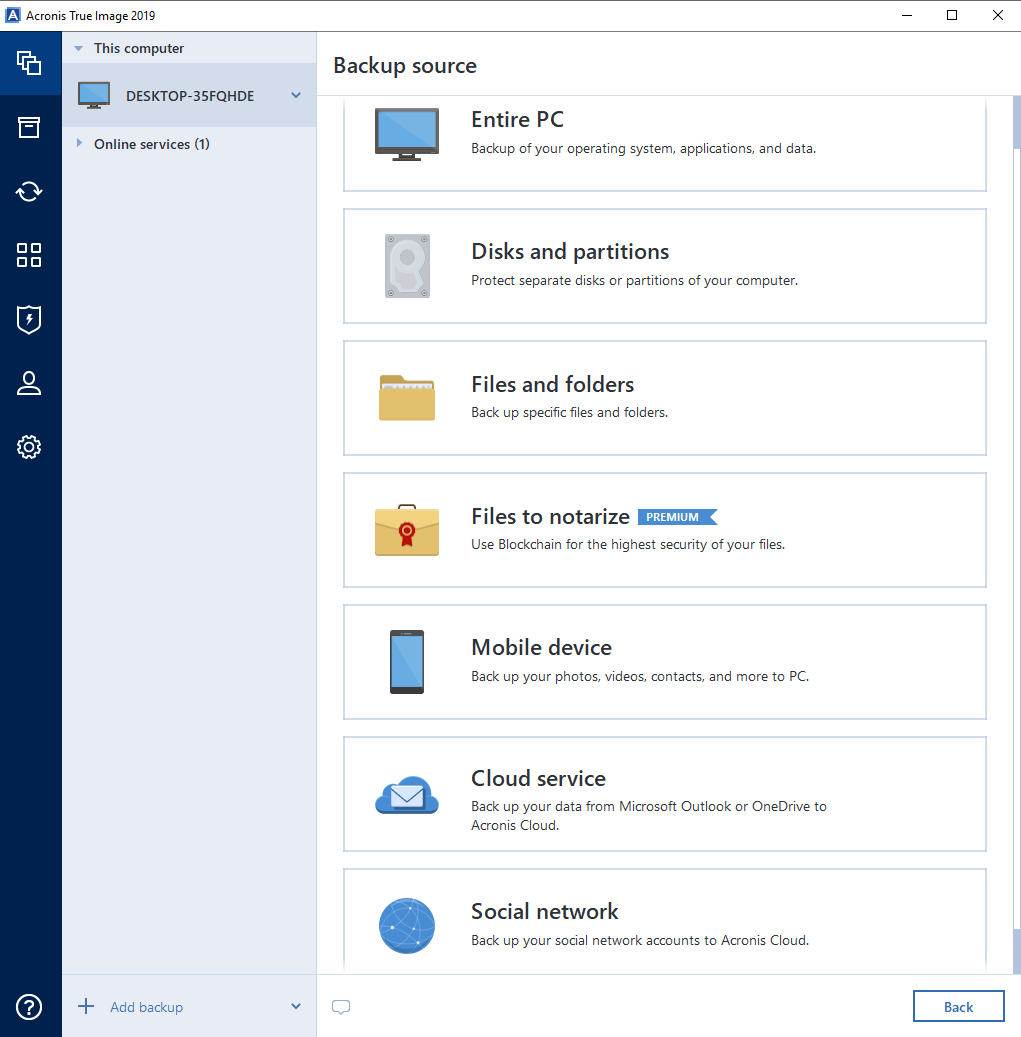 acronis true image urbackup