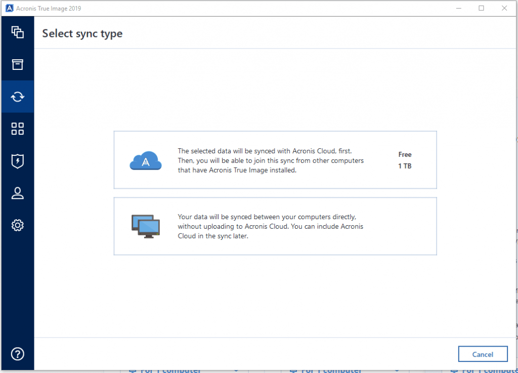 sync issue acronis true image 2019