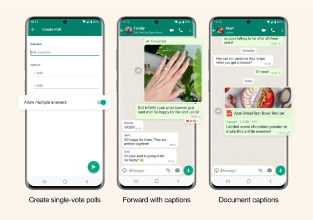 WhatsApp Polls and Captions Update