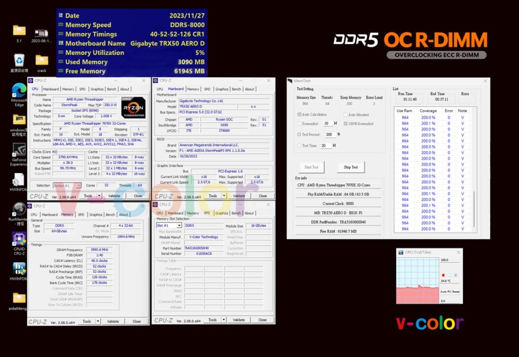 V-COLOR DDR5 OC R-DIMM 96GB 8000MHz SS 2