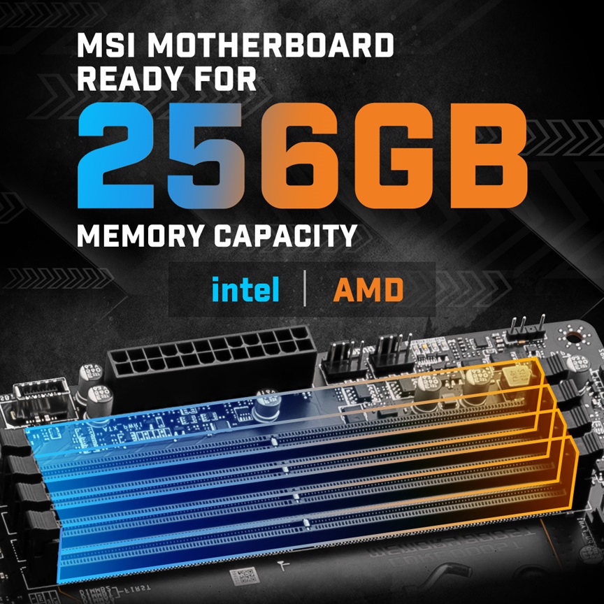 MSI Intel and AMD Motherboards 256GB RAM Ready