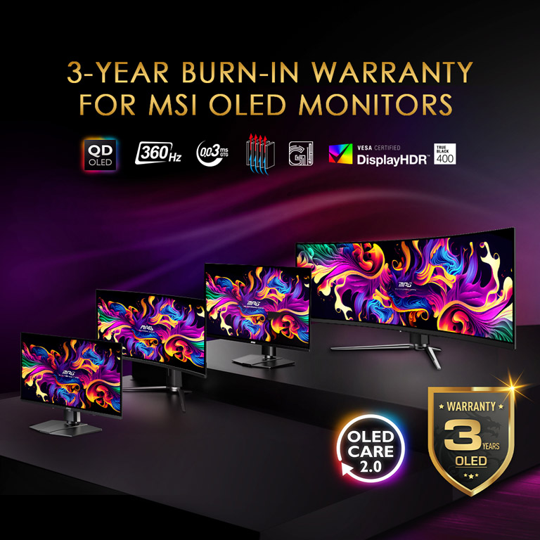 MSI QD OLED Gaming Monitor Burn In Warranty 3 Years