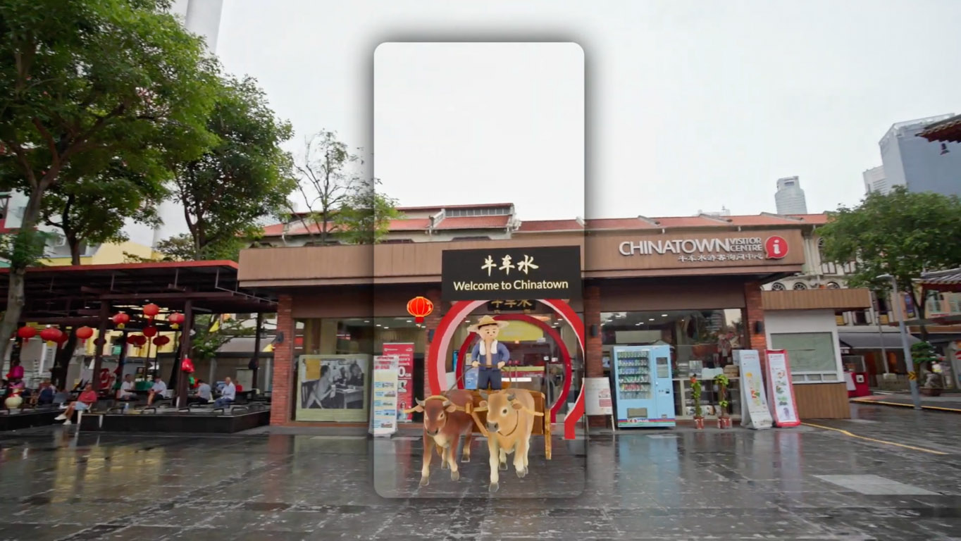 Google AR experience of Chinatown Visitor Centre viewed on-site via Lens in Maps