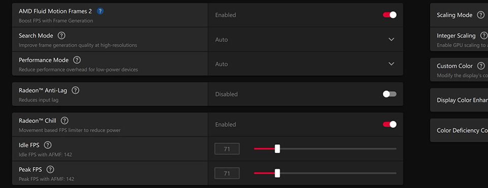 AMD Software Adrenalin AFMF 2 and Chill Setting